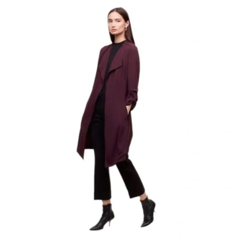Aritzia Babaton Flowy Quincey Trench Jacket XXS Burgundy